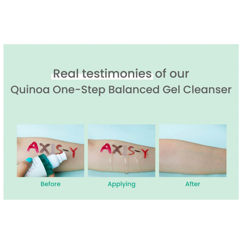 AXIS-Y Quinoa One-Step Balanced Gel Cleanser Before After Nudie Glow