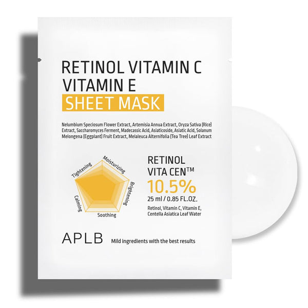 APLB Retinol Vitamin C Vitamin E Sheet Mask Nudie Glow Australia