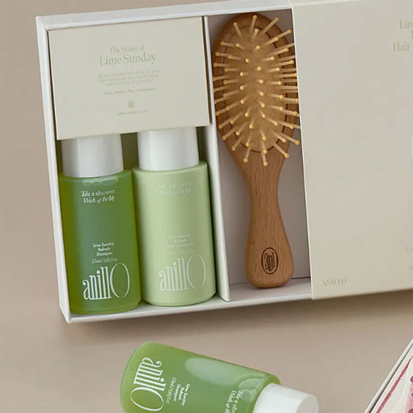 Anillo Lime Sunday Refresh Hair & Brush Set Nudie Glow Australia