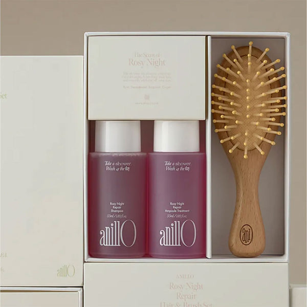 Anillo Rosy Night Repair Hair & Brush Set Nudie Glow Australia