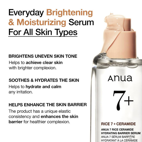 Anua 7 Rice Ceramide Hydrating Barrier Serum Nudie Glow Australia