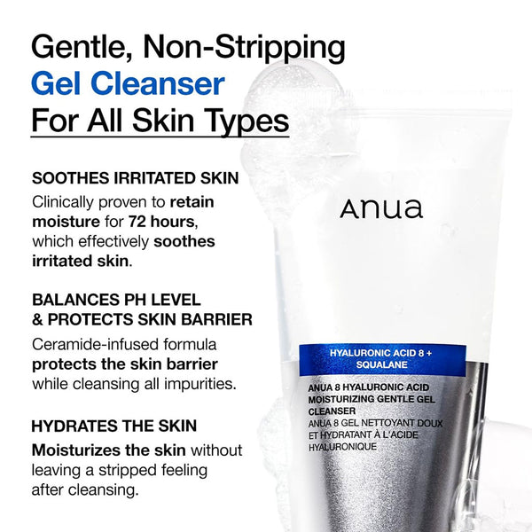 Anua 8 Hyaluronic Acid Moisturizing Gentle Gel Cleanser Nudie Glow Australia