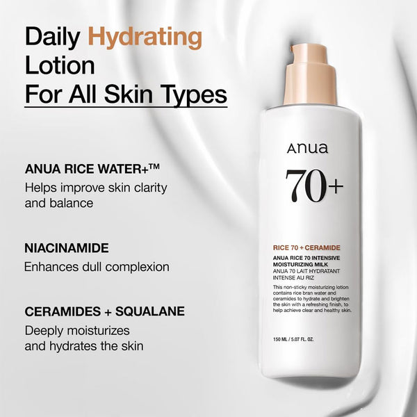 Anua Rice 70 Intensive Moisturizing Milk Nudie Glow Australia