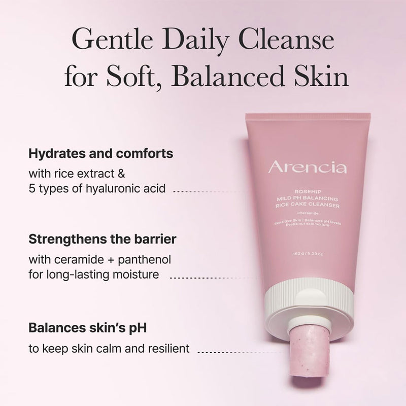 Arencia Rosehip Mild PH Balancing Rice Cake Cleanser Nudie Glow Australia