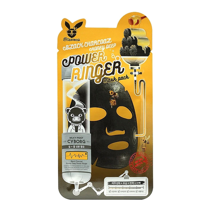 Elizavecca Deep Power Ringer Mask Pack BLACK CHARCOAL HONEY Nudie Glow Australia