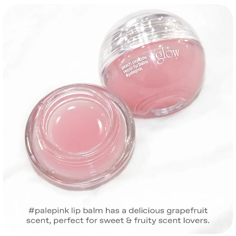 Glow Peach Peptide Repair Lip Balm Pale Pink Nudie Glow Australia