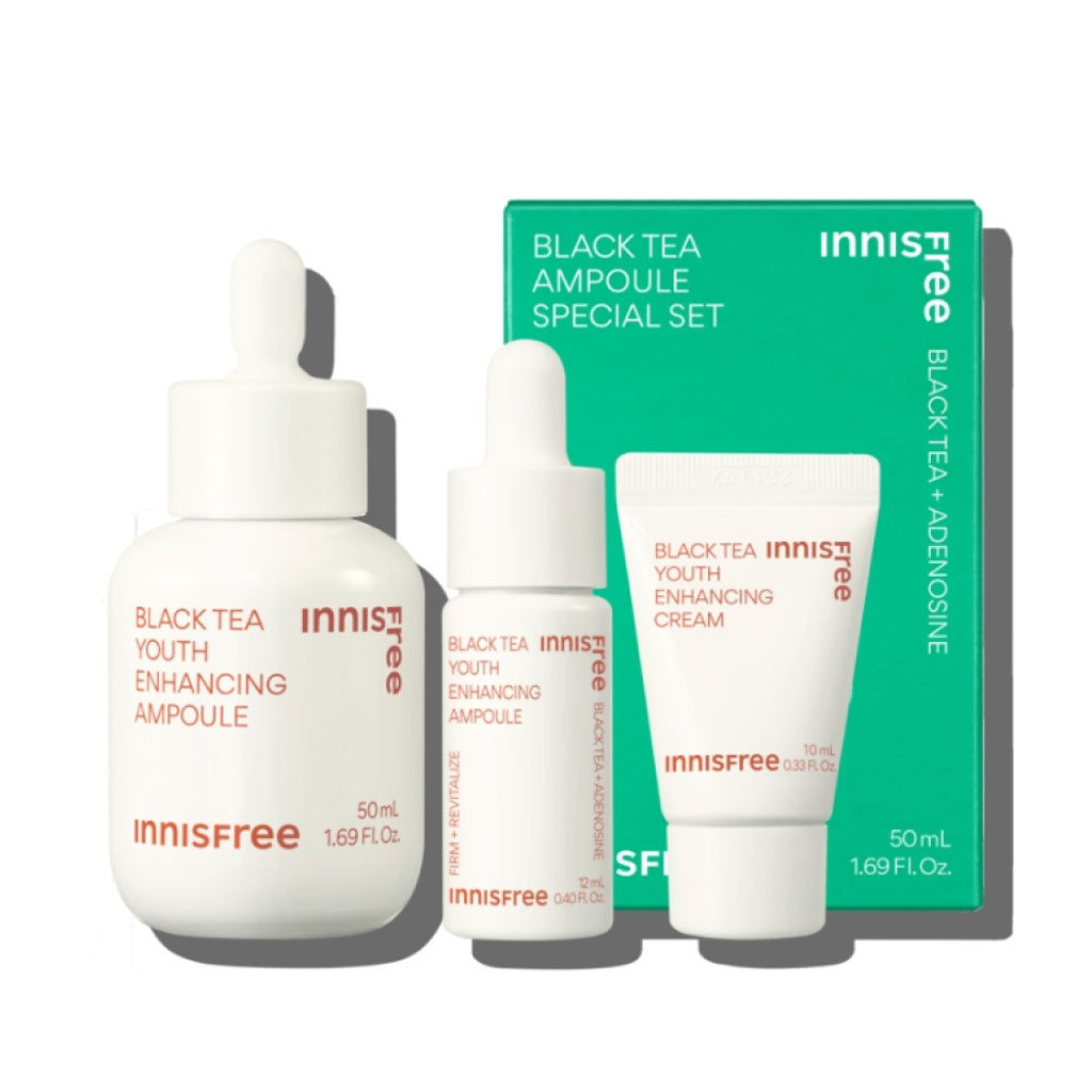 Innisfree Black Tea Youth Enhancing Ampoule Special Set - Nudie Glow
