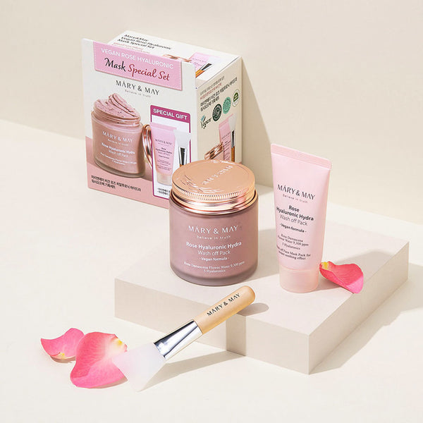 Mary & May Vegan Rose Hyaluronic Mask Special Set Nudie Glow Australia