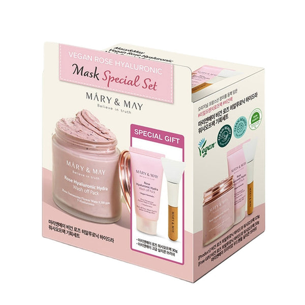 Mary & May Vegan Rose Hyaluronic Mask Special Set Nudie Glow Australia