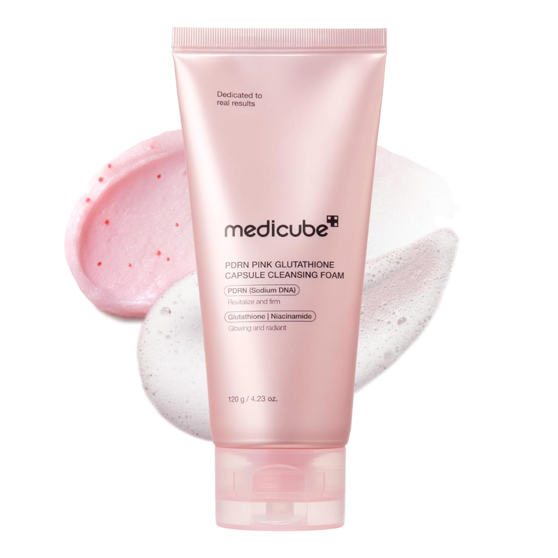 Medicube PDRN Pink Glutathione Capsule Cleansing Foam - Nudie Glow Medicube PDRN Pink Glutathione Capsule Cleansing Foam - Nudie Glow