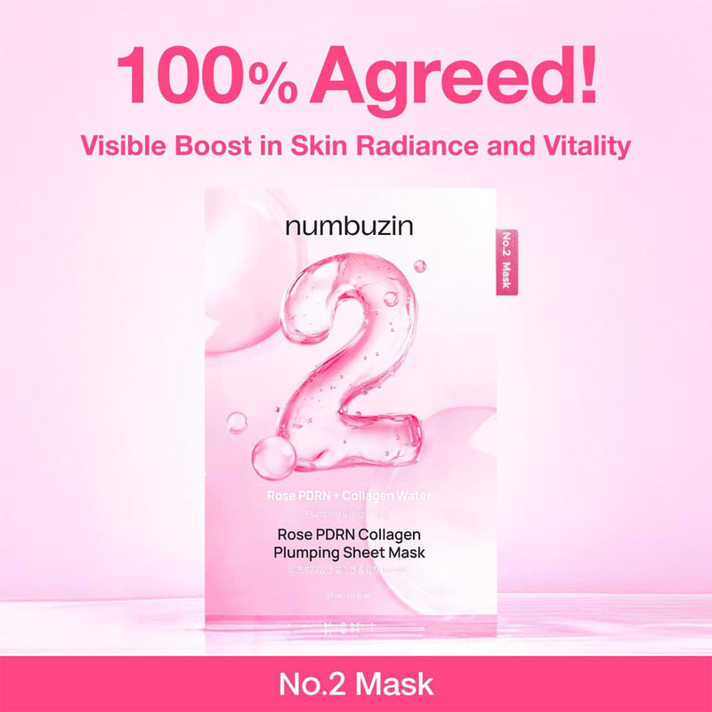 NUMBUZIN No.2 Rose PDRN Collagen Plumping Sheet Mask Nudie Glow Australia