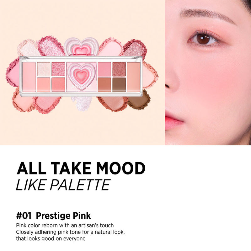 Peripera All Take Mood Like Palette (Peritage Collection) #01 PRESTIGE PINK Nudie Glow
