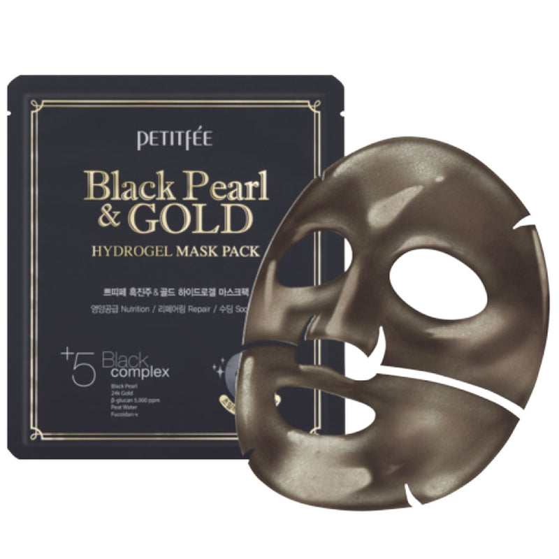 Petitfee Hydrogel Face Mask BLACK PEARL & GOLD Nudie Glow Australia