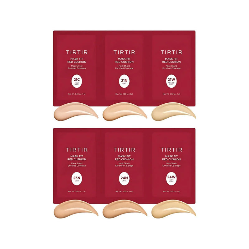 TIRTIR Mask Fit Red Cushion 6 Shade Trial Kit LIGHT MEDIUM Nudie Glow Australia