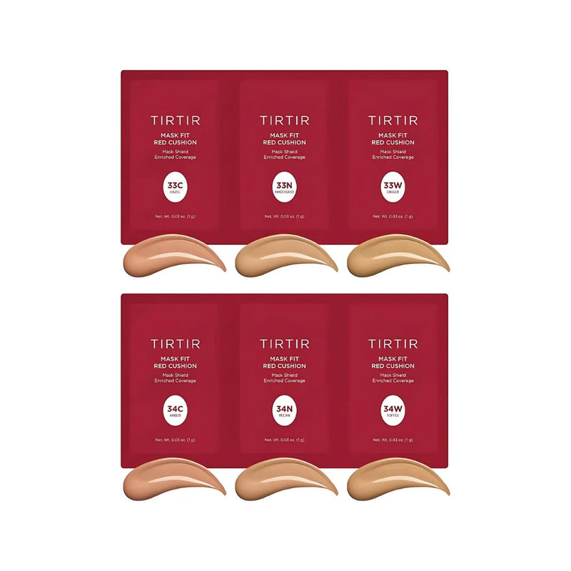 TIRTIR Mask Fit Red Cushion 6 Shade Trial Kit MEDIUM DEEP Nudie Glow Australia