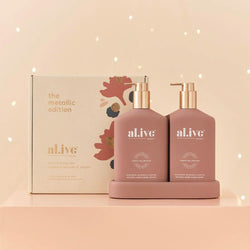 al.ive body Raspberry Blossom & Juniper - Hand & Body Wash/Lotion Duo Metallic Edition Christmas