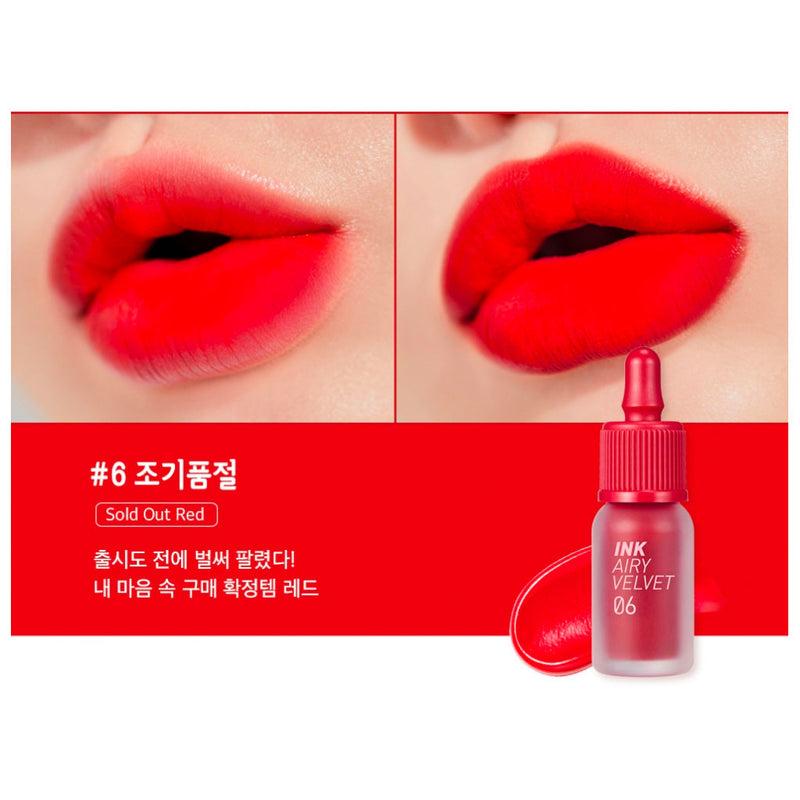 Peripera Ink Airy Velvet #6 SOLD OUT RED Nudie Glow Australia