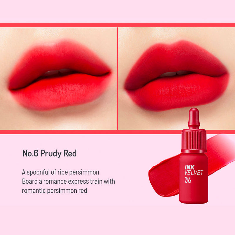 Peripera Ink Velvet Lip Tint #6 PURDY RED Nudie Glow Australia