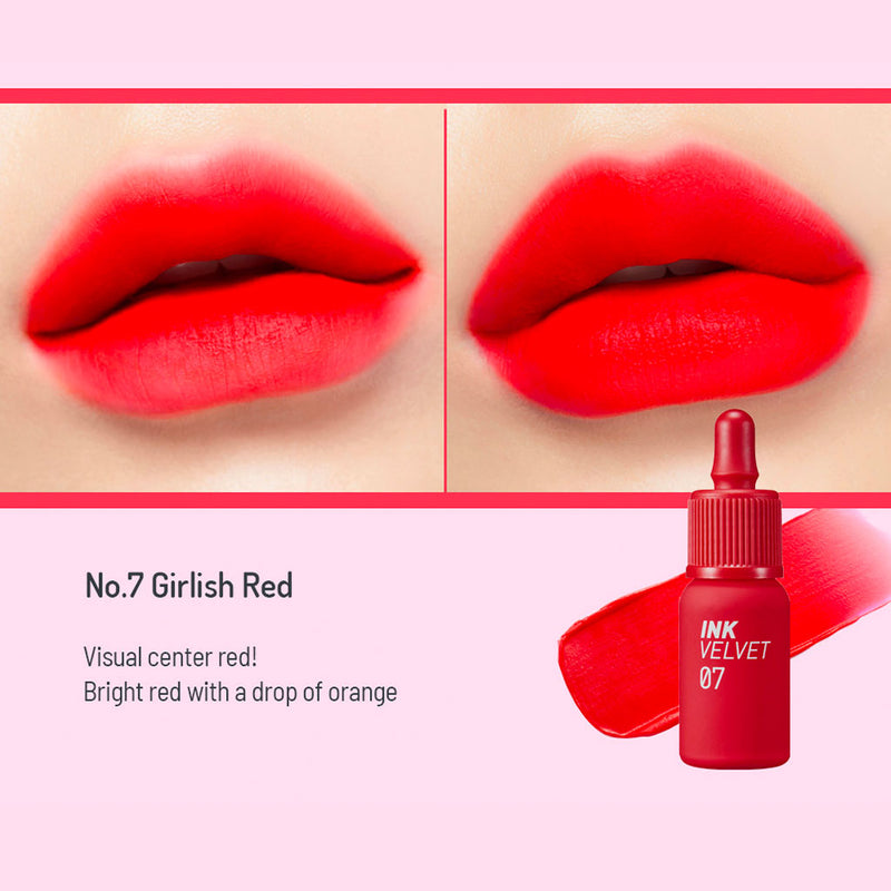 Peripera Ink Velvet Lip Tint #7 GIRLISH RED Nudie Glow Australia