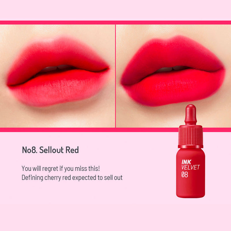 Peripera Ink Velvet Lip Tint #8 SELLOUT RED Nudie Glow Australia