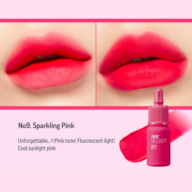 Peripera Ink Velvet Lip Tint #9 SPARKLING PINK Nudie Glow Australia