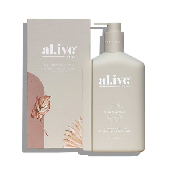 al.ive body Sea Cotton & Coconut Hand & Body Wash Nudie Glow Australia